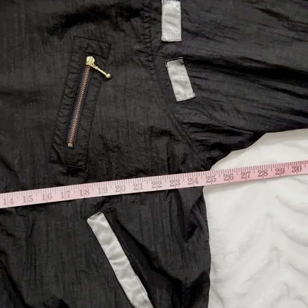 Vintage Reversible Black Metallic Windbreaker Jacket Full Zip Oversized